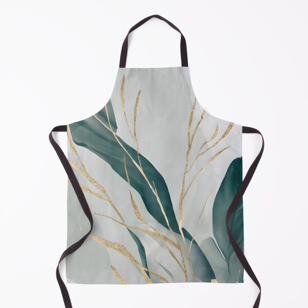 Item preview, Elegant Gold Botanical Watercolor – Minimalist Green Leaf Abstract Art designed and sold by Artviawall.