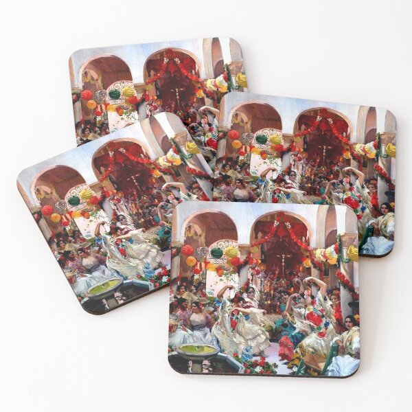Item preview, Spanish Fiesta Courtyard Painting – Flamenco Dancers Celebration Scene – Cultural Art Lovers designed and sold by RickE.