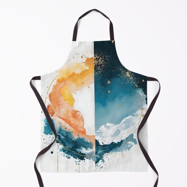 Item preview, Abstract Sun & Night Watercolor – Gold Celestial Minimalist Art designed and sold by Artviawall.