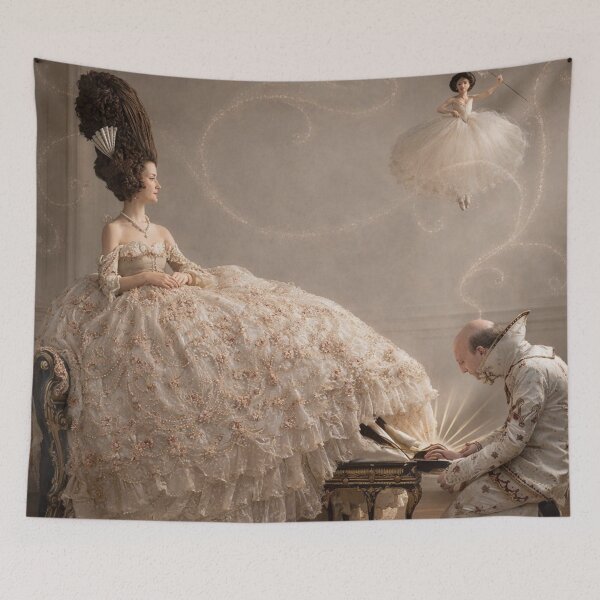 Item preview, Rococo Fantasy Portrait – Aristocratic Lady & Courtier Scene – Baroque Aesthetic Lovers designed and sold by RickE.