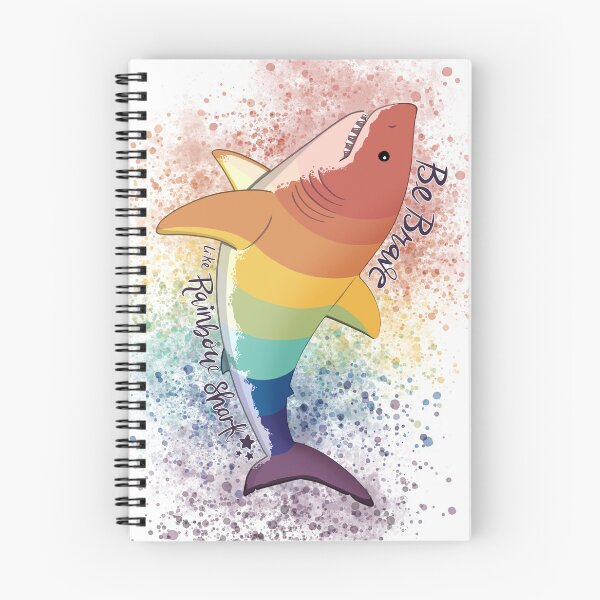 Aperçu de l'œuvre Sois courageux comme Rainbow Shark (avec arrière-plan) créée et vendue par dweebdraws.