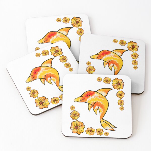 Item preview, Sunny Watercolor Dolphin - Happy Jumping Ocean Flowers designed and sold by TheArtOfTreble.