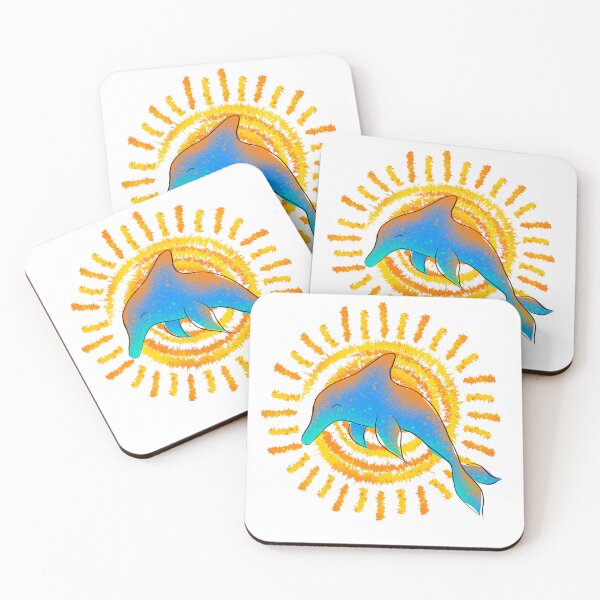 Item preview, Sunrise Dolphin Joy - Blue Teal Ocean Sunburst Art designed and sold by TheArtOfTreble.
