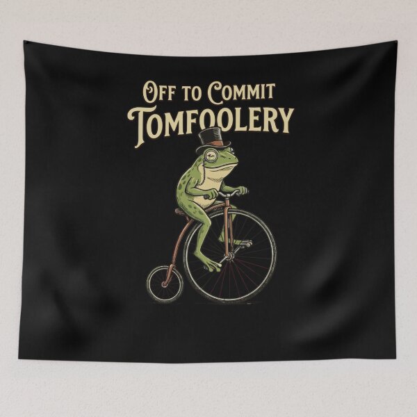 Item preview, Off To Commit Tomfoolery Funny Cottagecore Frog designed and sold by krystalRomanart.