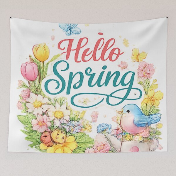 Item preview, Hello Spring Floral Wreath designed and sold by xavier-explore.