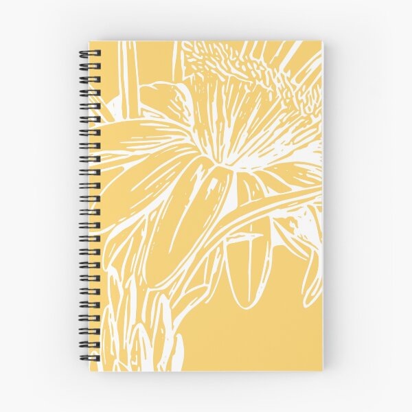 Item preview, Botanical Line Art Block Print in Summery Yellow and White designed and sold by JuneJournal.