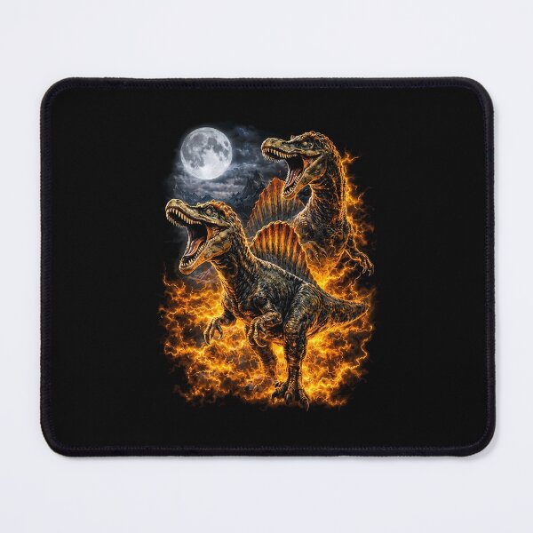 Item preview, Spinosaurus Mirabilis Dinosaur Moon Flaming Dark Fantasy Retro designed and sold by gunaone-design.