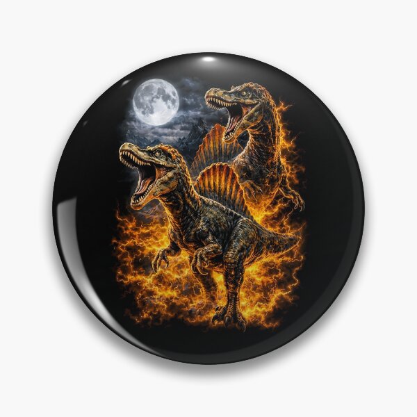 Item preview, Spinosaurus Mirabilis Dinosaur Moon Flaming Dark Fantasy Retro designed and sold by gunaone-design.