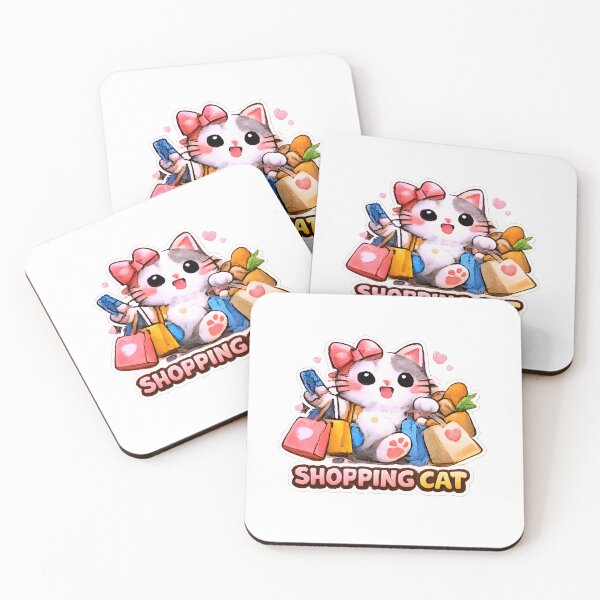 Item preview, Kawaii Cute Shopping Cat designed and sold by VictorySticker.