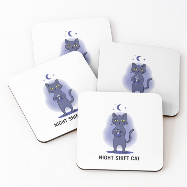Item preview, Night Shift Cat Funny Cat Night Owl Worker Design designed and sold by Unfiltered Daily.
