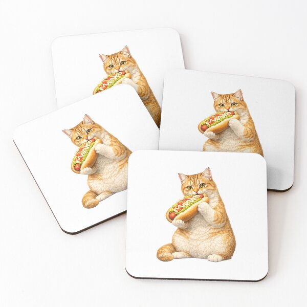Item preview, cat eating a Chilean hot dog designed and sold by PasoaPaso2025.