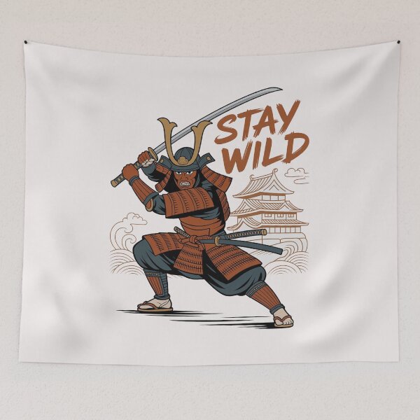 Item preview, Japanese Samurai & Castle Ukiyo-e Streetwear "Stay Wild" Graphic designed and sold by benjyjump.
