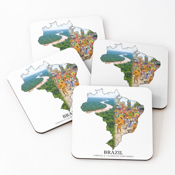 Item preview, Brazil Map Amazon Rainforest and Carnival Celebration Art designed and sold by AbulailArt.