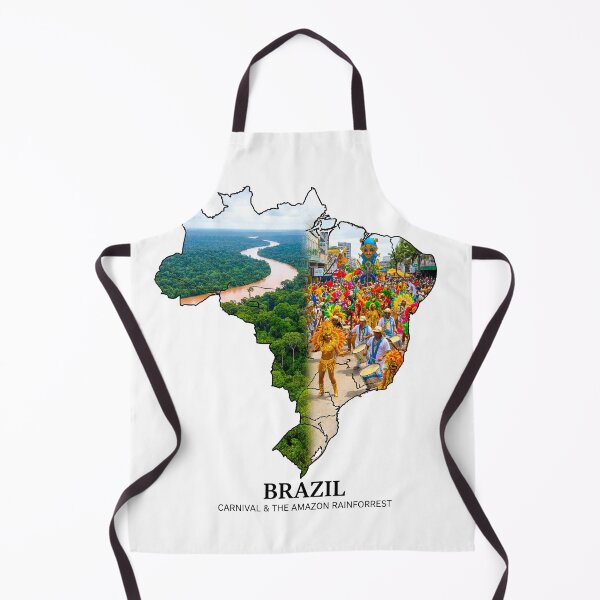 Item preview, Brazil Map Amazon Rainforest and Carnival Celebration Art designed and sold by AbulailArt.