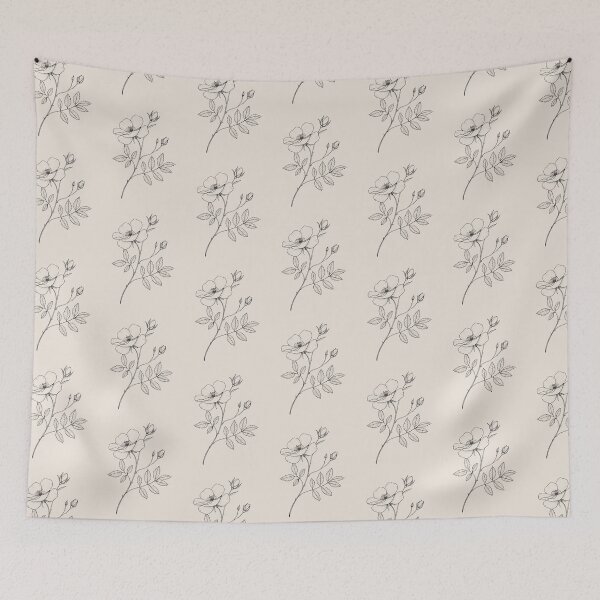 Item preview, Minimal Wild Rose Line Art Print – Scandinavian Botanical designed and sold by zaina.sho.