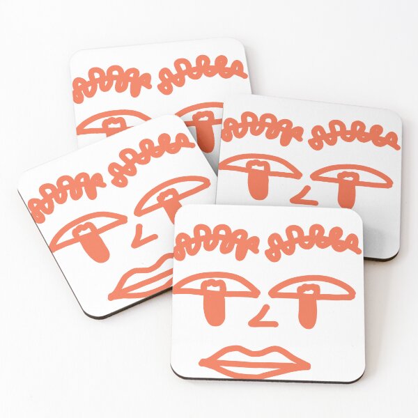 Item preview, Coral Pop Face – Bold Abstract Doodle Portrait designed and sold by felipemaldonadoart.