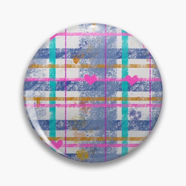 Item preview, Grunge Plaid Hearts - Teal Pink Gold Pattern designed and sold by TheArtOfTreble.