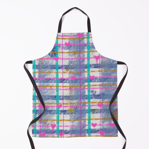 Item preview, Grunge Plaid Hearts - Teal Pink Gold Pattern designed and sold by TheArtOfTreble.