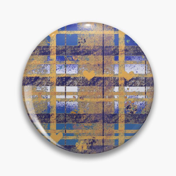 Item preview, Grunge Plaid Hearts - Blue Gold Pink Pattern designed and sold by TheArtOfTreble.