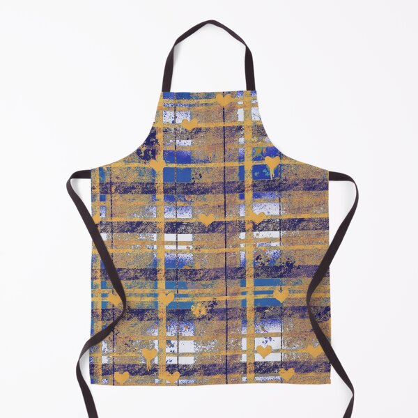 Item preview, Grunge Plaid Hearts - Blue Gold Pink Pattern designed and sold by TheArtOfTreble.