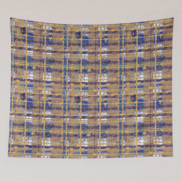 Item preview, Grunge Plaid Hearts - Blue Gold Pink Pattern designed and sold by TheArtOfTreble.