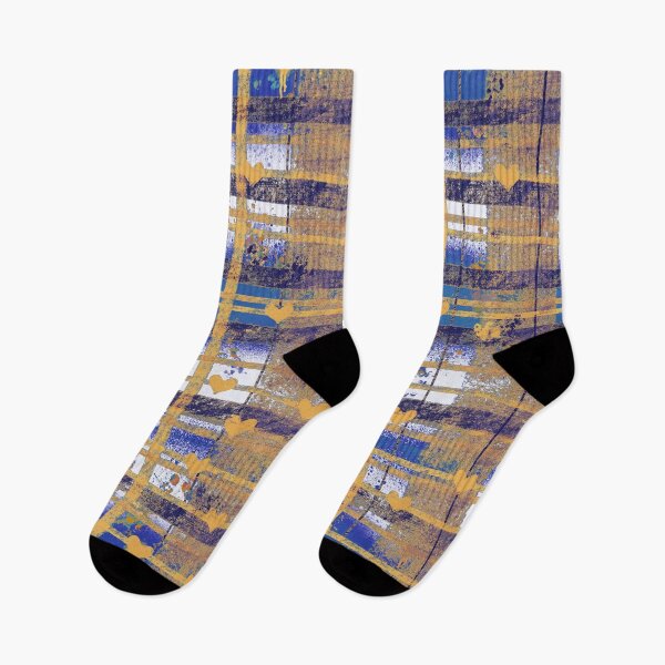 Item preview, Grunge Plaid Hearts - Blue Gold Pink Pattern designed and sold by TheArtOfTreble.