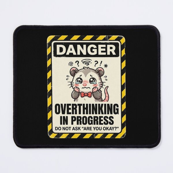 Item preview, Danger Overthinking In Progress Mouse designed and sold by Visual Dept..