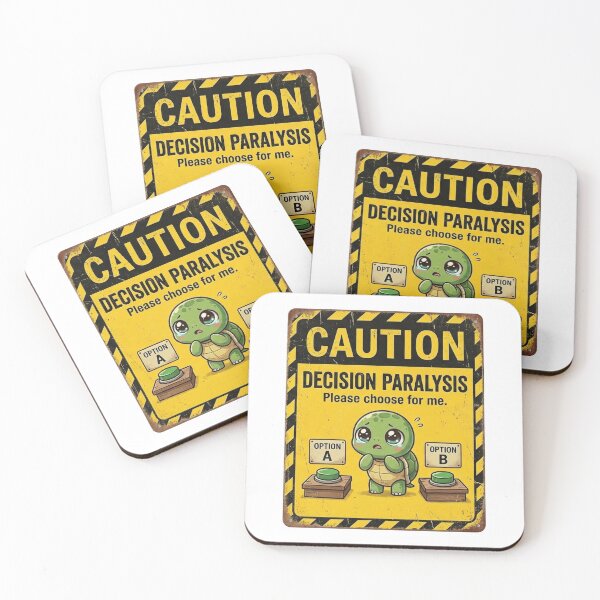 Item preview, Caution Decision Paralysis Kawaii Turtle designed and sold by Visual Dept..
