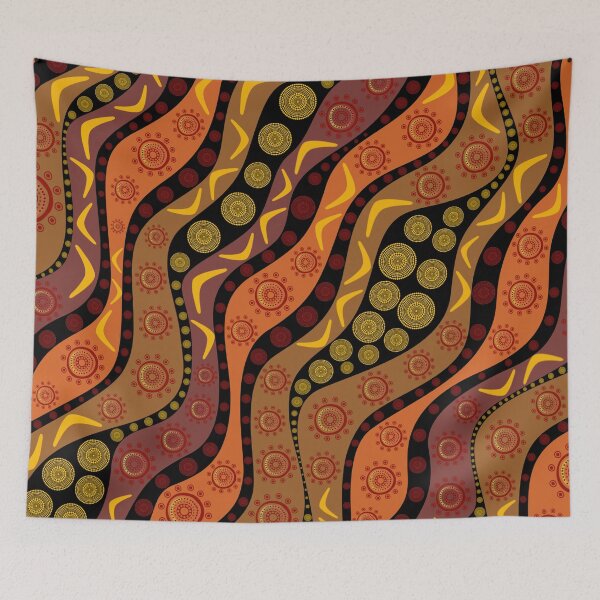 Item preview, Aboriginal Dot Painting Campsite Earthy Orange designed and sold by AboriginalartVI.