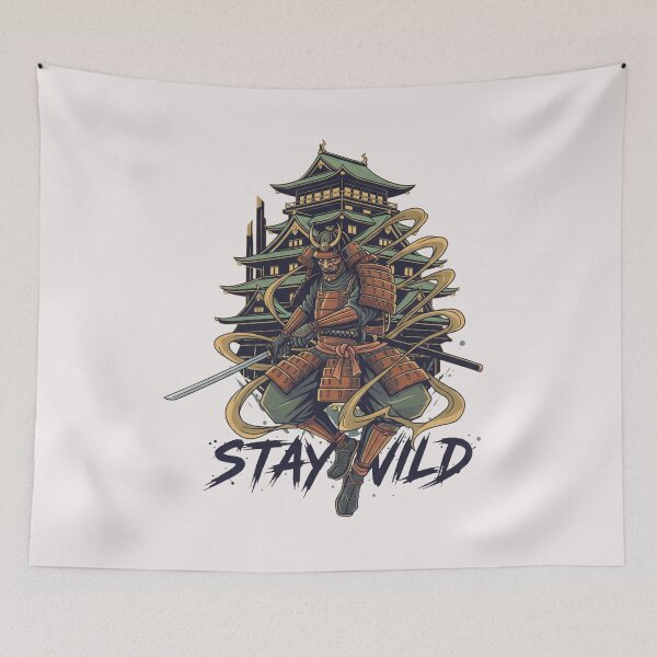 Item preview, Japanese Samurai & Castle Ukiyo-e Streetwear "Stay Wild" Graphic designed and sold by benjyjump.