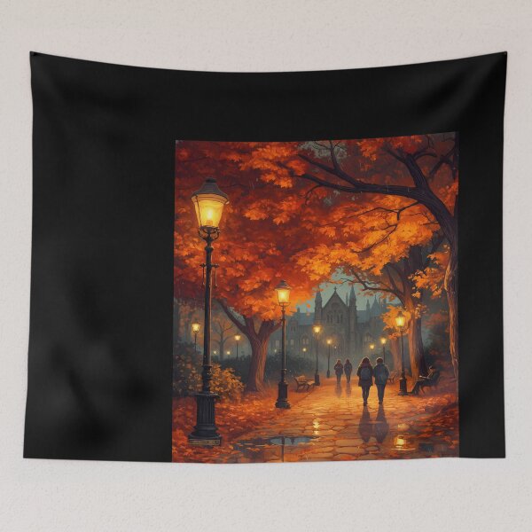 Item preview, Autumn Park Scene with Gas Lamps designed and sold by didiersoyer.
