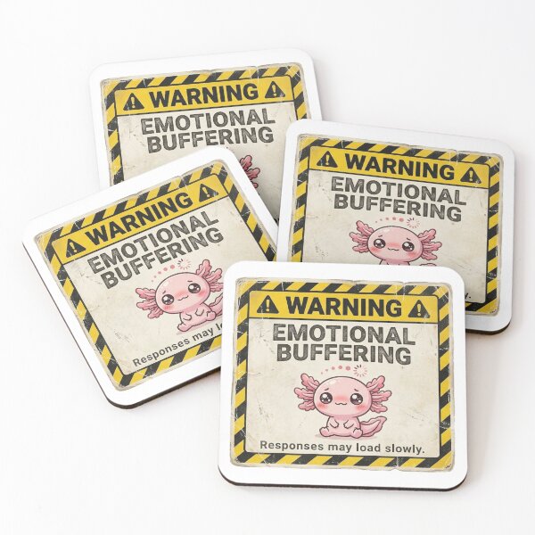 Item preview, Warning Emotional Buffering Kawaii Axolotl designed and sold by Visual Dept..