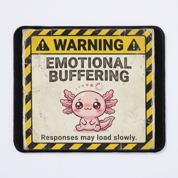 Item preview, Warning Emotional Buffering Kawaii Axolotl designed and sold by Visual Dept..