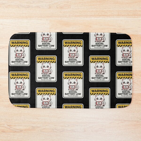 Item preview, Warning Social Battery Low Kawaii Cat designed and sold by Visual Dept..