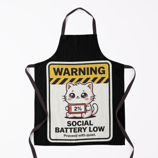 Item preview, Warning Social Battery Low Kawaii Cat designed and sold by Visual Dept..