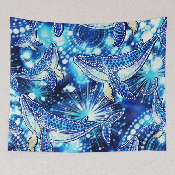 Item preview, Aboriginal Dot Painting Whale Pattern Blue designed and sold by AboriginalartVI.