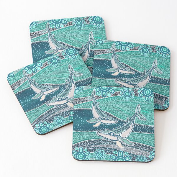 Item preview, Aboriginal Dot Painting Whale Dot Blue Green designed and sold by AboriginalartVI.