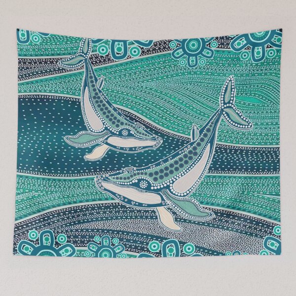 Item preview, Aboriginal Dot Painting Whale Dot Blue Green designed and sold by AboriginalartVI.