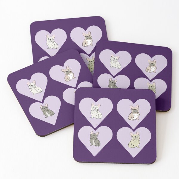 Item preview, French Bulldog Purple Hearts designed and sold by Mountain-Point.