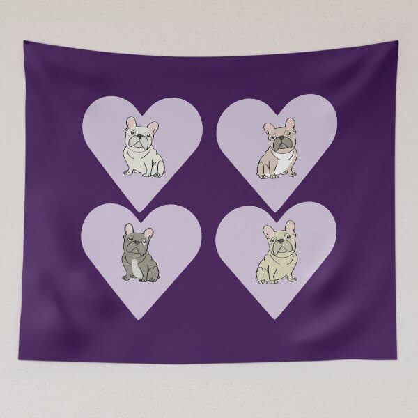 Item preview, French Bulldog Purple Hearts designed and sold by Mountain-Point.