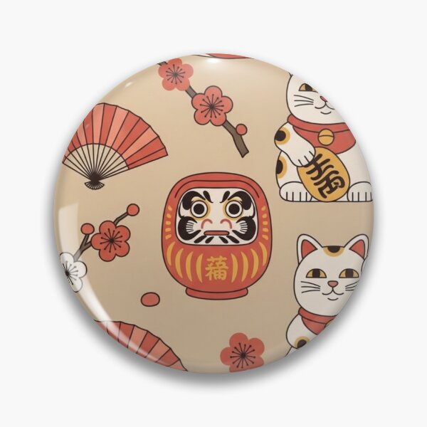 Item preview, Lucky Cat & Daruma Pattern – Cute Japanese Symbols designed and sold by itsTinaColman.