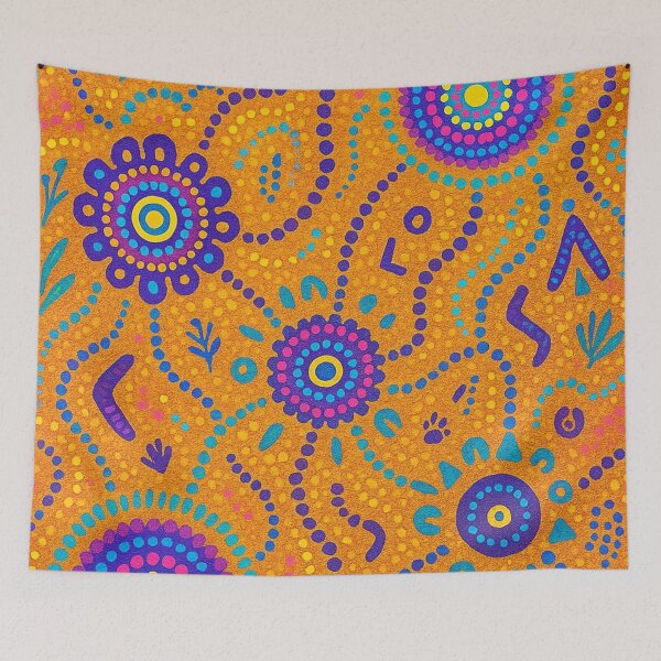 Item preview, Aboriginal Dot Painting Waterway Orange designed and sold by AboriginalartVI.