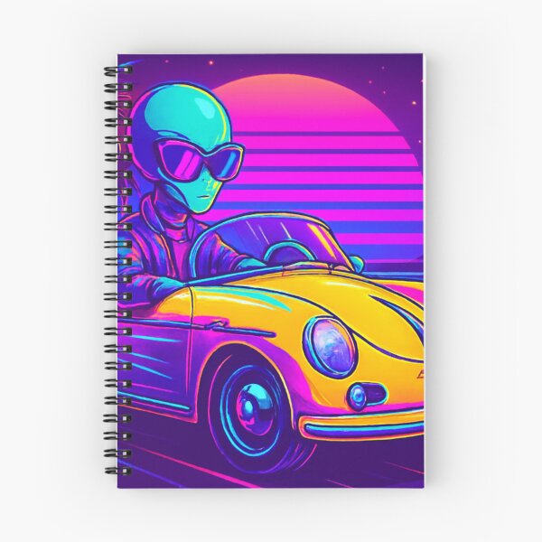 Item preview, Neon Alien Joyride – Synthwave Speedster designed and sold by LuxuryApparels.