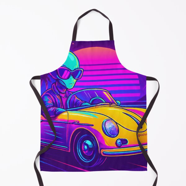Item preview, Neon Alien Joyride – Synthwave Speedster designed and sold by LuxuryApparels.