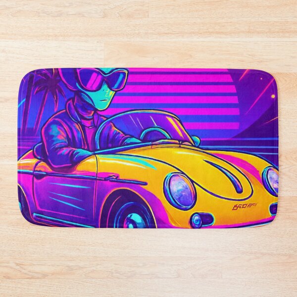 Item preview, Neon Alien Joyride – Synthwave Speedster designed and sold by LuxuryApparels.