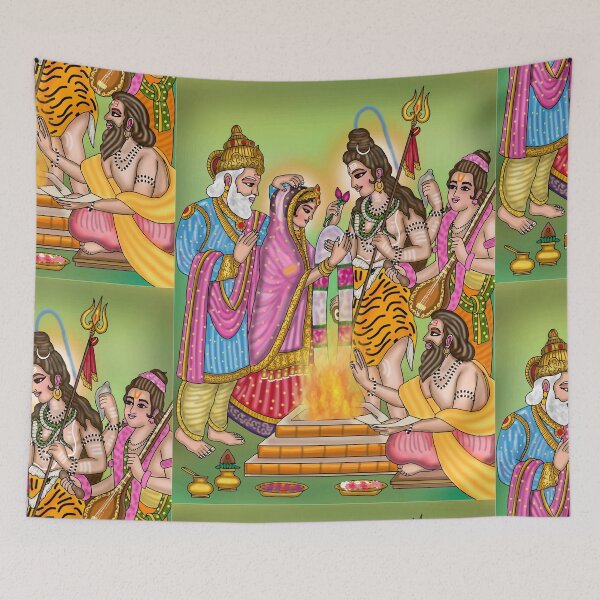 Item preview, Lord Shiva Parvati Divine Couple Design – Sacred Hindu Art Illustration designed and sold by Harshit_Digital_Arts.