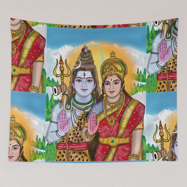 Item preview, Shiv Shakti Spiritual Artwork – Lord Shiva and Parvati Sacred Design designed and sold by Harshit_Digital_Arts.