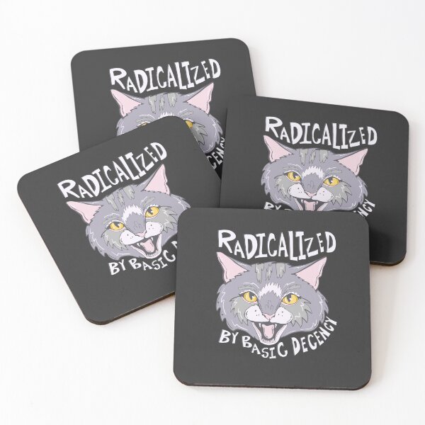 Item preview, Grey Cat Basic Decency- Proud Radical Left Cat - proud progressive liberal cat  designed and sold by crestfallenmermaid.