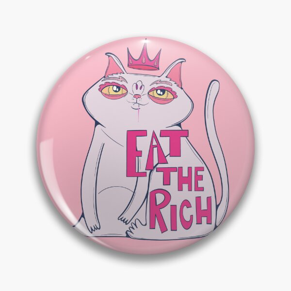 Item preview, pink eat the rich cat - no kings protest art- cats eat the rich designed and sold by crestfallenmermaid.