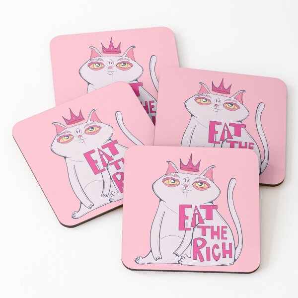 Item preview, pink eat the rich cat - no kings protest art- cats eat the rich designed and sold by crestfallenmermaid.
